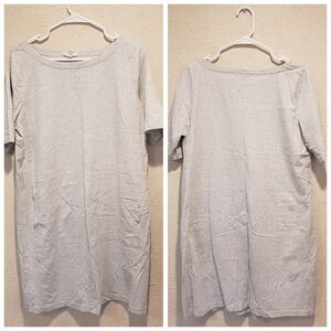 Eileen Fisher M Crew Neck Cotton Jersey T-Shirt Dress Above Knee Gray